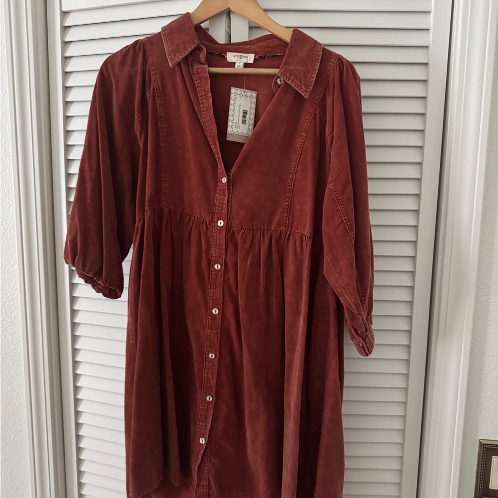 Umgee Rust Button-Down Dress